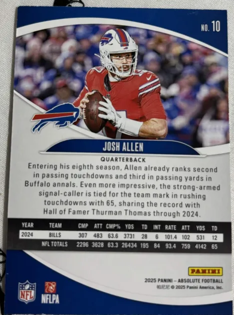 2025 Panini Absolute Football Josh Allen